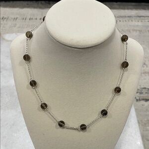 Elegant Silver and Brown Beaded Necklace